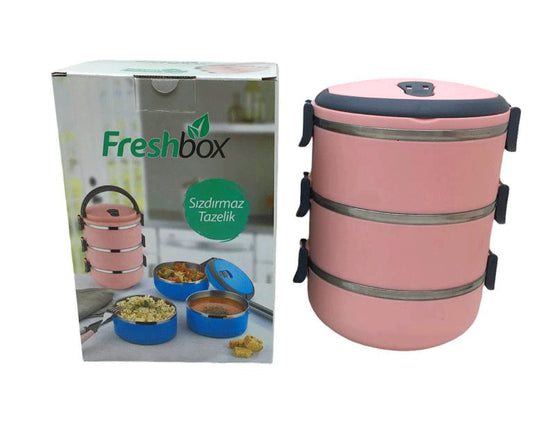 AÇIK PEMBE 3LÜ SEFER TASI SAKLAMA KABI 1.8LT