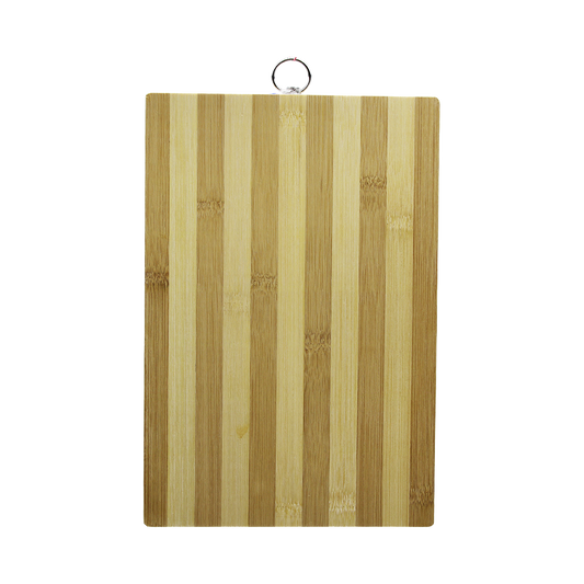 AHŞAP 20X30CM BEYAZ ÇİZGİLİ BAMBU KESİM PANOSU METAL KULPLU