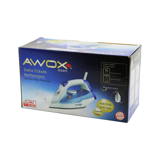 AWOX STEAM-1716 BUHARLI ÜTÜ SERAMİK TABAN 2600W 360 DERECE DÖNEBİLEN KABLO - 490ML ŞEFFAF SU TANKI
