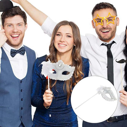 Beyaz Işıltılı Tutmalı Fotoğraf Çekimi Maskesi 18x29 cm