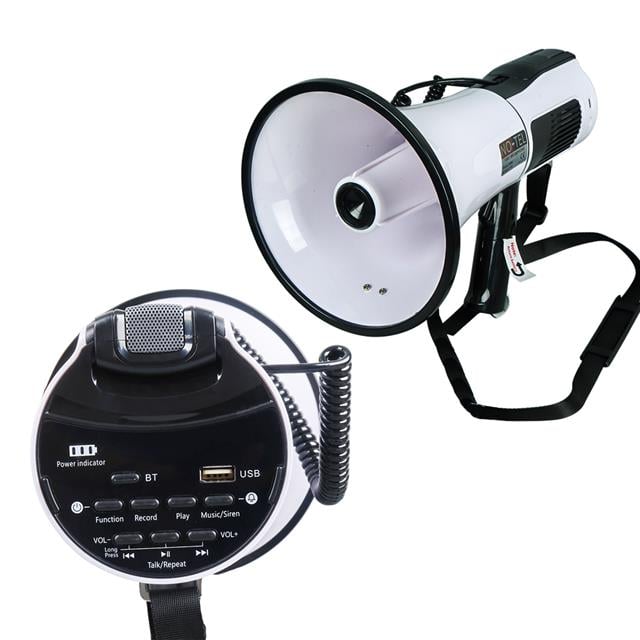 Bluetooth-Usb-Siren-Ses Kayıt Özellikli Dahili Bataryalı 100 Watt Büyük Boy Megafon