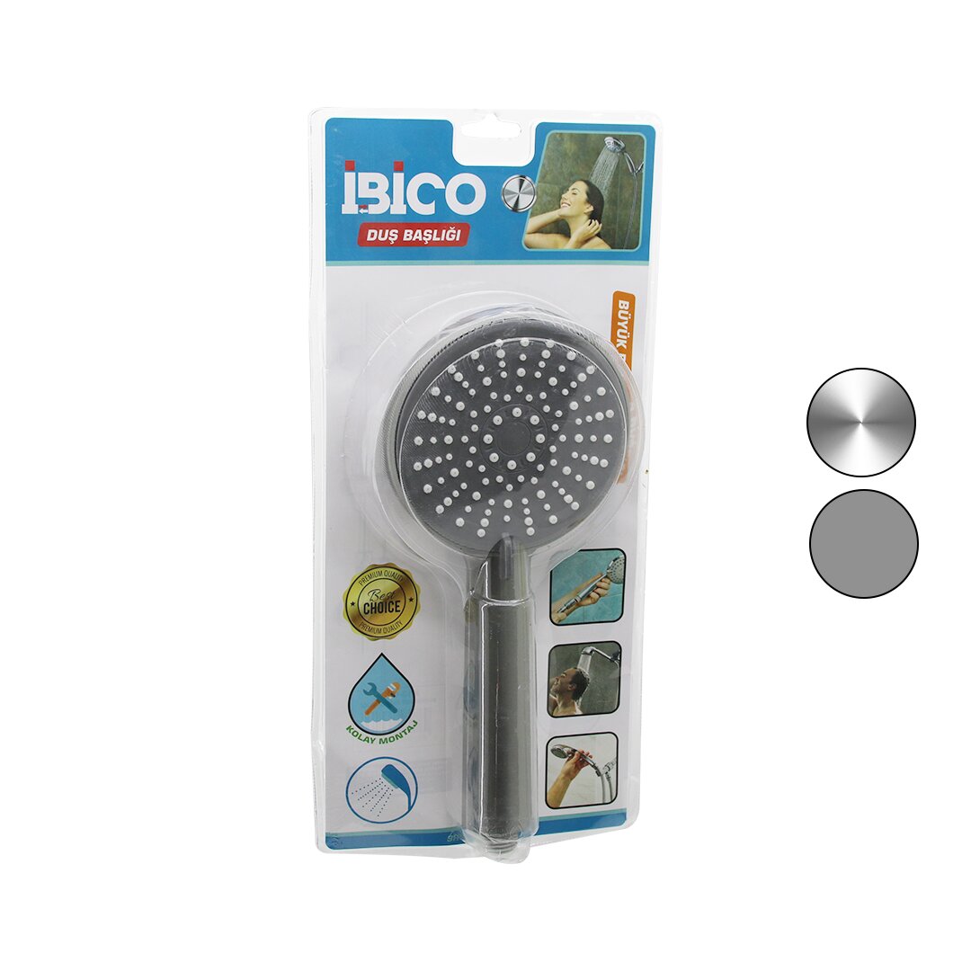 BÜYÜK BOY YUVARLAK=11CM DUŞ BAŞLIK KADEMELİ VAKUMLU KROM-GRİ GÖVDE-- BEYAZ-GRİ ZEMİN - İĞNESAP:14CM