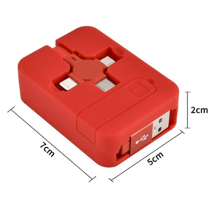 Cep Tipi Telefon Tutuculu Makaralı Uzayıp Kısalabilen 3&amp;apos;ü 1 Arada USB Şarj Kablosu