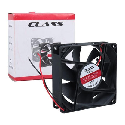 CF-241 DC12V 80x80x25mm Aksiyel Fan - 20cm Siyah-Kırmızı Güç Kablolu