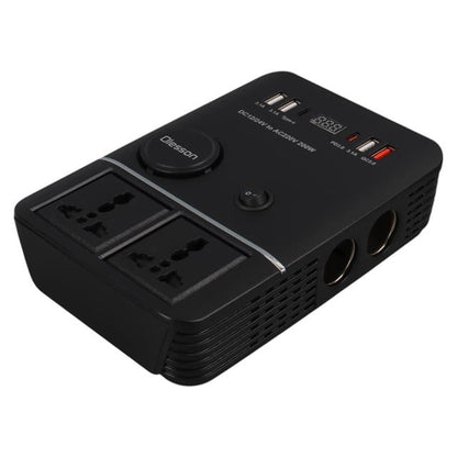 DC 12-24V 200W Oto Araç Power İnverter 2x Çakmak Girişi - 2x TYPE-C - 4x USB - 2x 220V Üniversal Priz