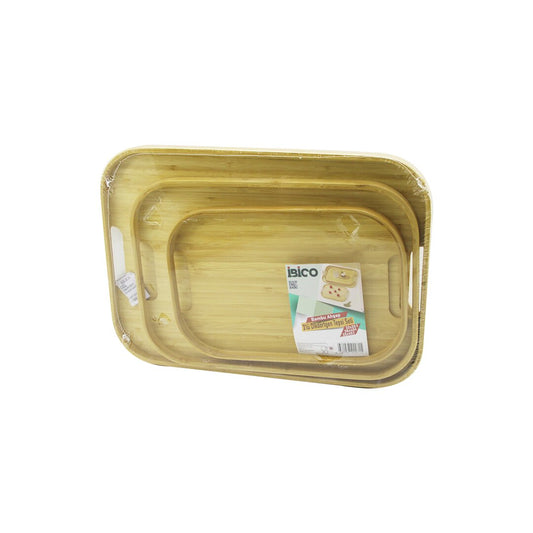 DİKDÖRTGEN - 3 BOY BAMBU AHŞAP TEPSİ SETİ 22X33--28X40--33X45CM