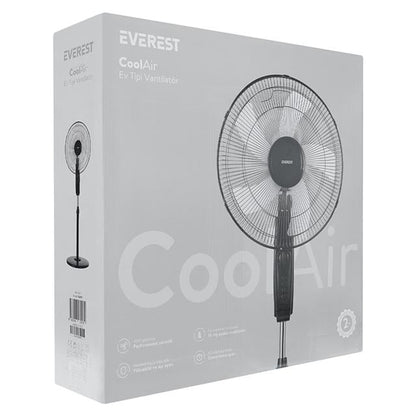 FAN11 Cool Air 16&amp;apos;&amp;apos; 45 Watt 5 Pervaneli 3 Kademe 1200RPM Zaman Ayarlı Vantilatör Siyah