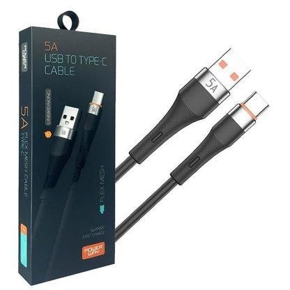 HC05 Örgülü 5 Amper USB TO Type- C 1 Metre Şarj Data Kablosu