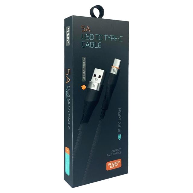 HC05 Örgülü 5 Amper USB TO Type- C 1 Metre Şarj Data Kablosu