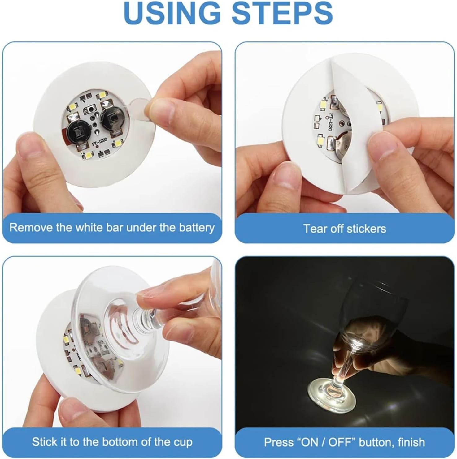 Işıklı Yapışkanlı Bardak Altı Aparatı Ledli 3 Fonksiyonlu 6 cm Çap