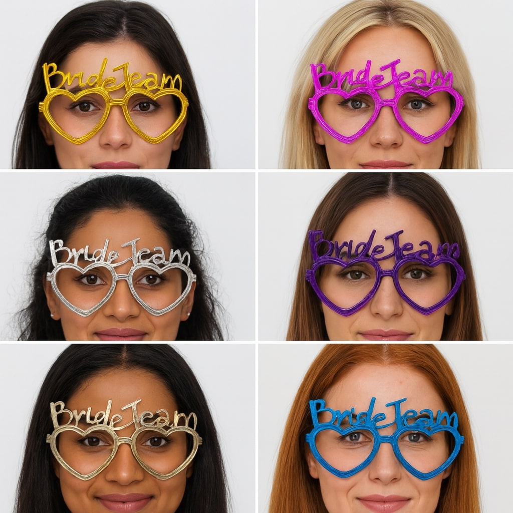 Kalpli Bride Team Gözlük Seti 6 Renk - Kına &amp;amp;amp; Düğün Partileri İçin