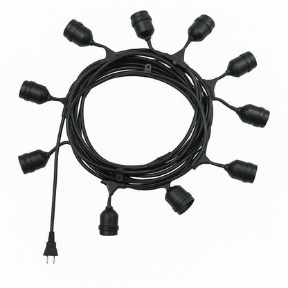 KB00002 10&amp;apos;lu E27 Duy Sıralı 10 Metre Lamba Kablosu (10 Adet Duy İçerir)