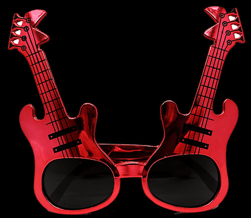 Kırmızı Renk Rockn Roll Gitar Şekilli Parti Gözlüğü 15x15 cm