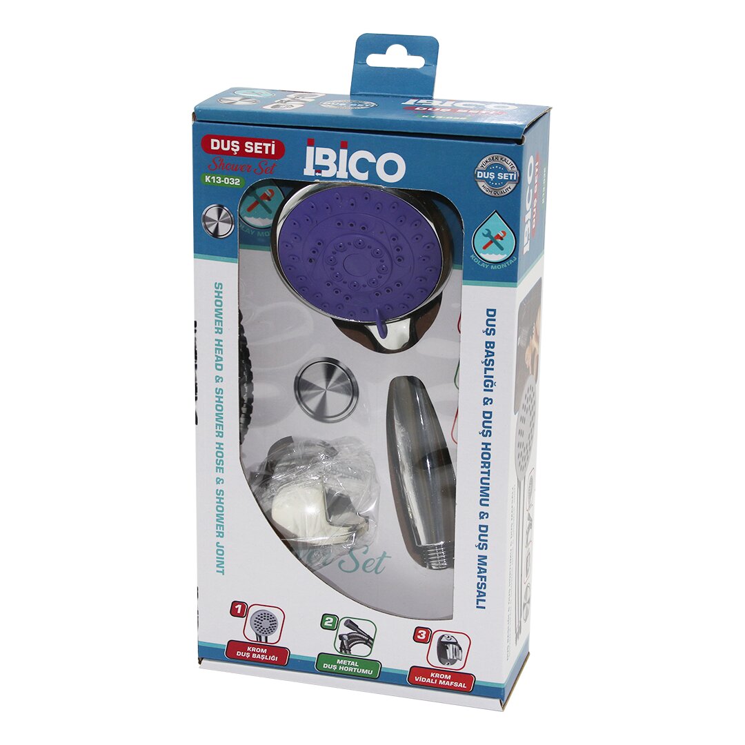 KUTULU AMBALAJ 3İN1 DUŞ SETİ  FONKSİYONLU KROM DUŞ BAŞLIK - METAL DUŞ HORTUM - MAFSAL=ASKI VİDALI