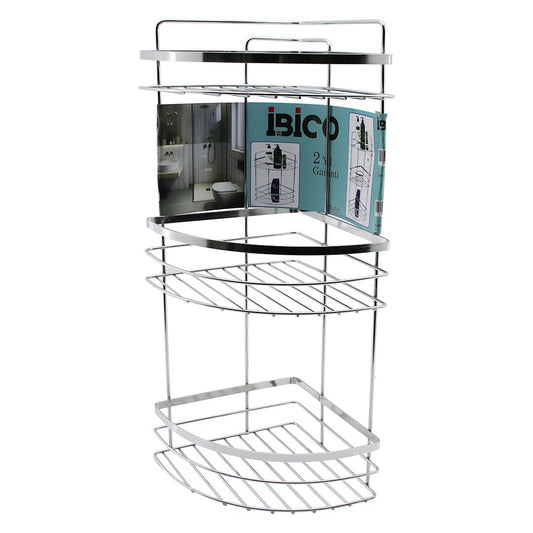 LAMALI   3 KATLI - ÜÇGEN   KROM   METAL  BANYO KÖŞELİK - DUŞKABİN RAF