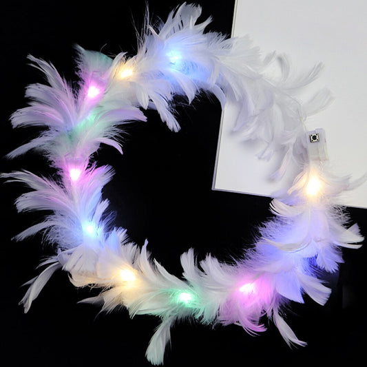 Led Işıklı Rengarenk Yanan 3 Fonksiyonlu Otrişli Parti Tacı Beyaz Renk 12x12 cm