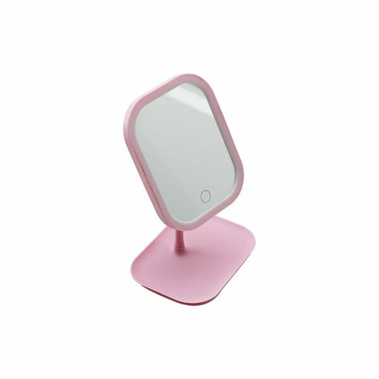 LEDLİ USB ŞARJLI MAKYAJ AYNASI 18.5X14.7CM 360 DERECE RENKLİ PLSATİK TAKILIK SEPETLİ=13.5X18CM AYAK=17.5CM