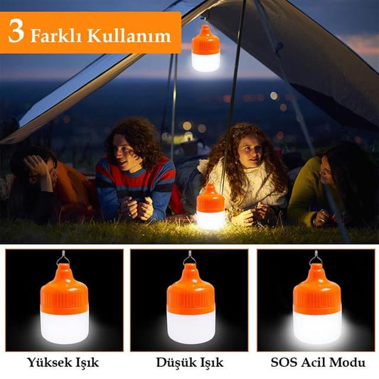 LN-OR50G 50 Watt TYPE-C Şarjlı Taşınabilir Asma Kancalı Kamp Çadır Lambası 6500K 1200mAh 3 Modlu ABS Malzeme