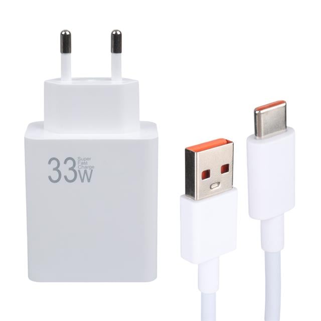 M11 Beyaz 33 Watt Turbo Usb Şarj Başlık Adaptörü + Type-C Kablo