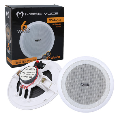 MAGICVOICE MV-6724  5 13 CM 8 OHM 6 W BEYAZ ALÇIPAN HOPARLÖR TRAFOSUZ