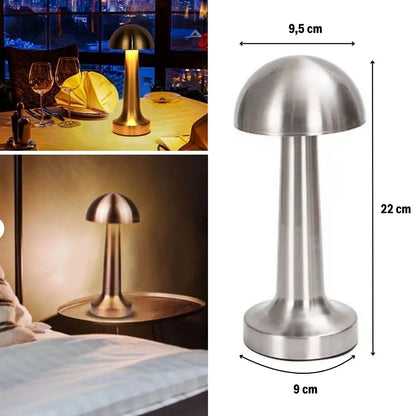Mantar Model Silver Renk Şarjlı Dokunmatik 3 Renkli LED Masa Lambası
