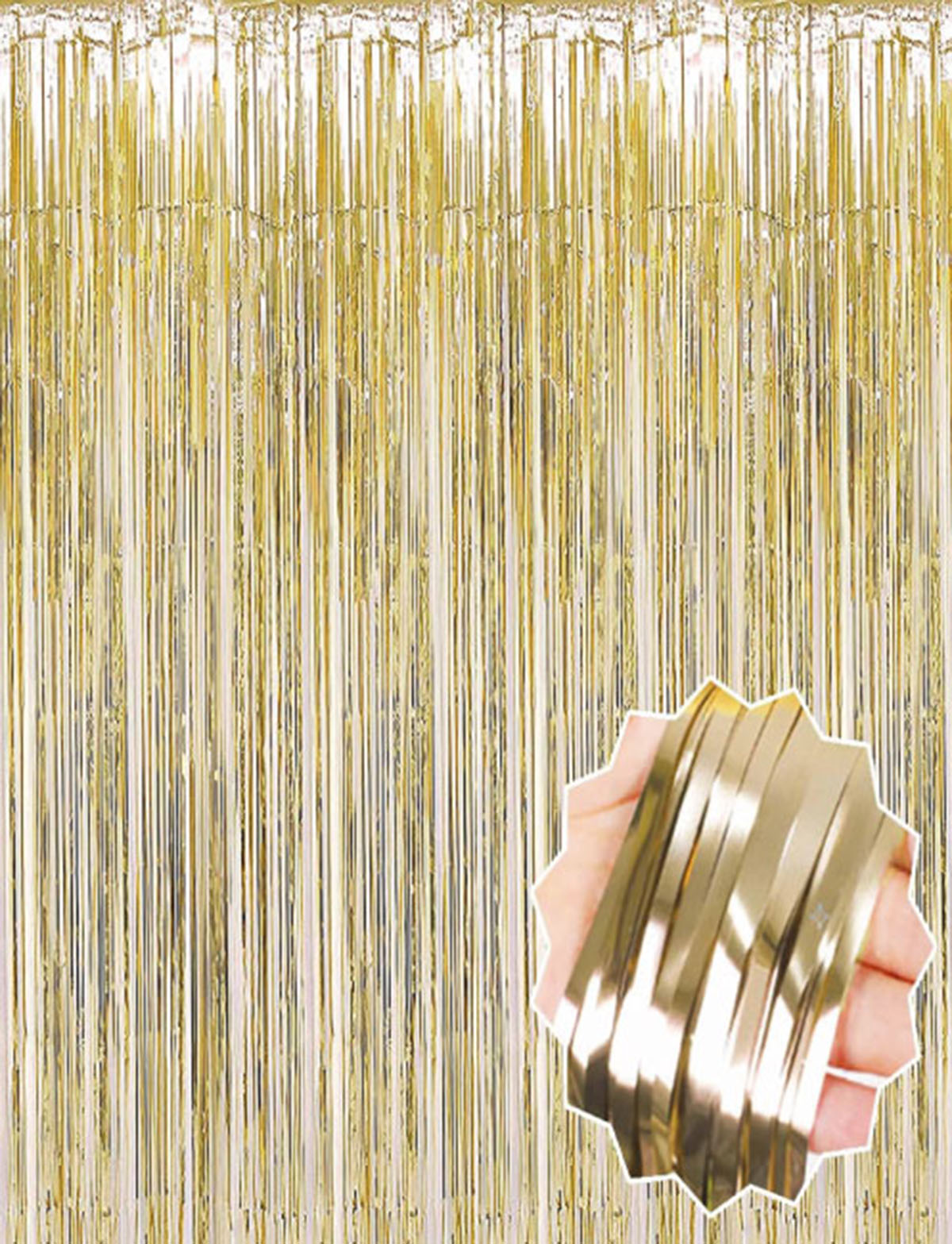 Mat Altın Püsküllü Kapı Perdesi - Parti, Bekarlığa Veda, Doğum Günü 1x2 m