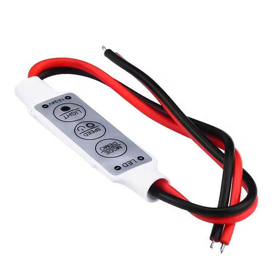 MİNİ ÜÇ TUŞLU TEK RENKLİ 12-24 VOLT LED KONTROL CİHAZI ( KIRMIZI- SİYAH KABLO)