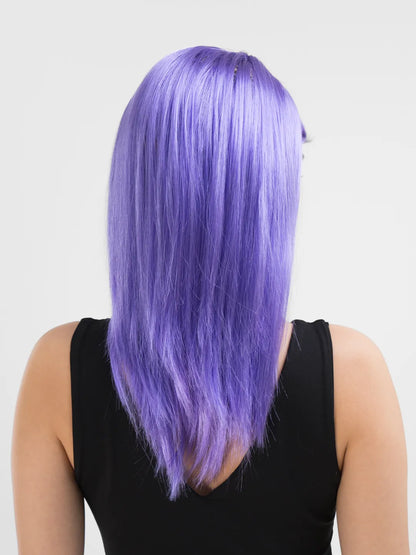 Mor Renk Uzun Düz Parti Peruğu