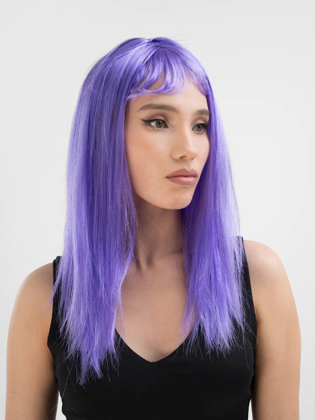 Mor Renk Uzun Düz Parti Peruğu