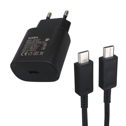 Note10 Siyah 25 Watt Şarj Başlık Adaptörü + Type-C To Type-C Kablo