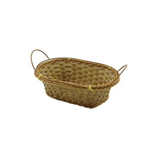 OVAL PLASTİK HASIR EKMEK - ÇOK AMAÇLI SEPET KULPLU - METAL İSKELET TABAN:11X18- AĞIZ:18X24.5CM D:8CM