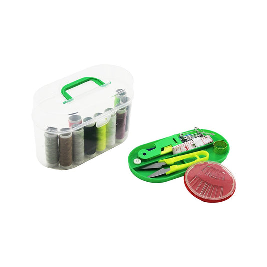 PLASTİK ÇANTALI İĞNE - İPLİK SET 10-İPLİK- 12-DİKİŞ-10-Ç.İĞNE- MEZURA- MAKAS- İĞNE GEÇİRME- 4-ÇITÇIT- 4-DÜĞME- YÜZÜK