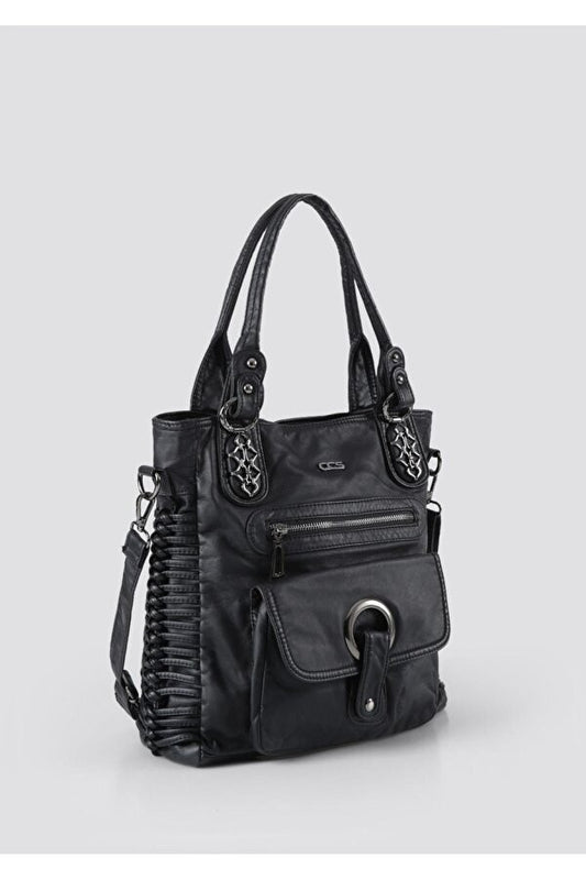 Deay Siyah Cilt Omuz Çantası