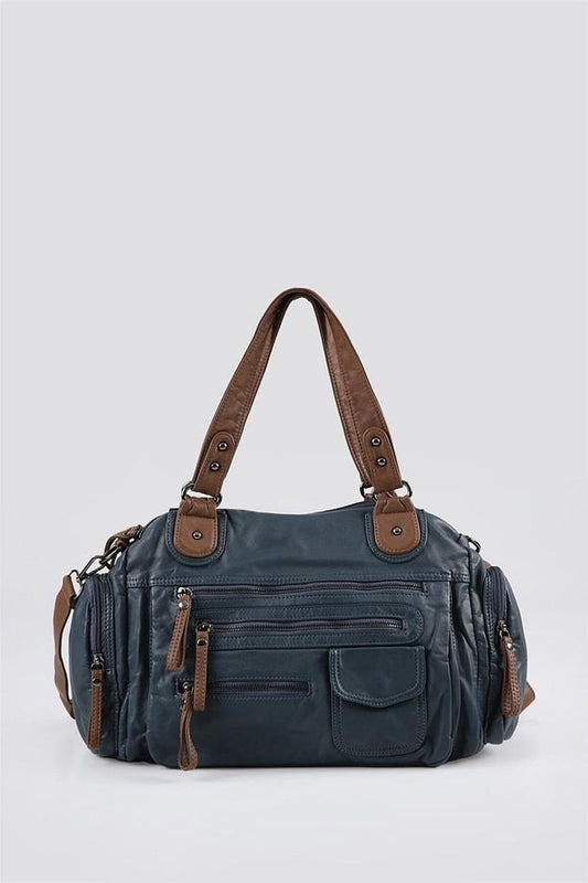 Orten Mavi Cilt Omuz Çantası