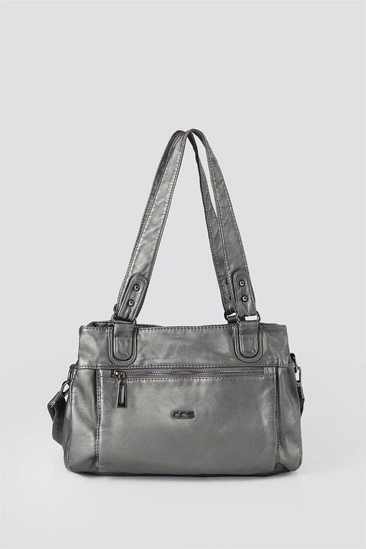 Zuwer Gri Cilt Omuz Çantası