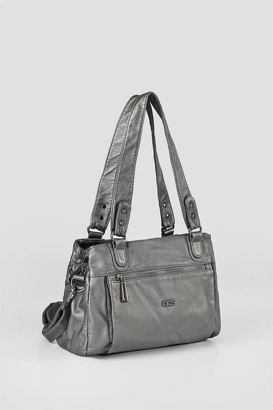Zuwer Gri Cilt Omuz Çantası