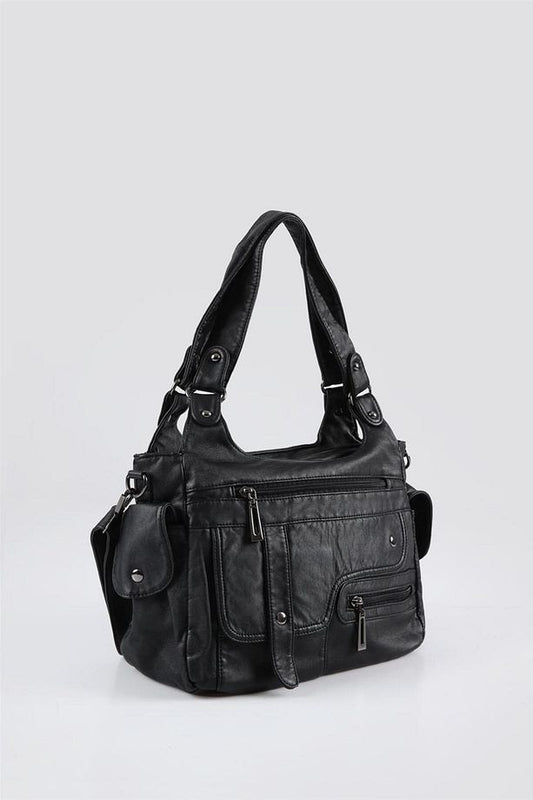 Pyser Siyah Cilt Omuz Çantası