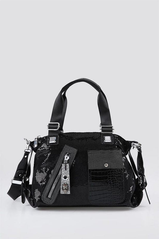 Merli Siyah Cilt Omuz Çantası