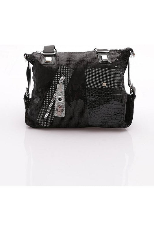 Merli Siyah Cilt Omuz Çantası