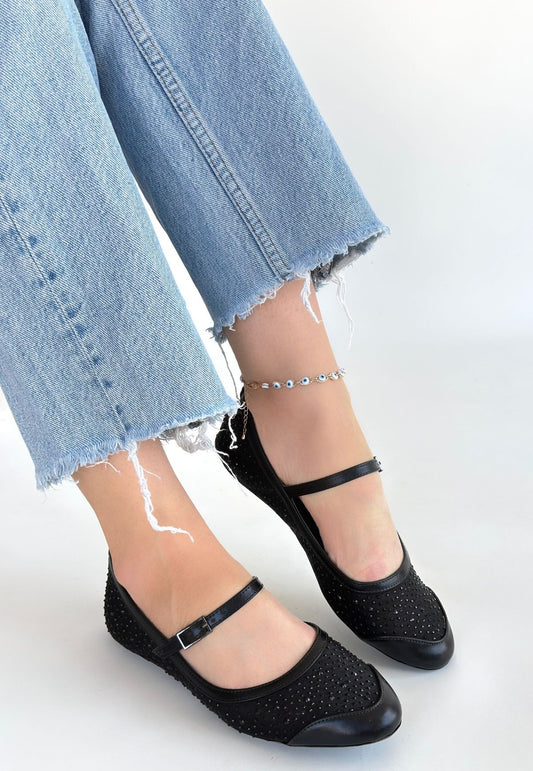 Toyan Siyah Cilt Babet Ayakkabı