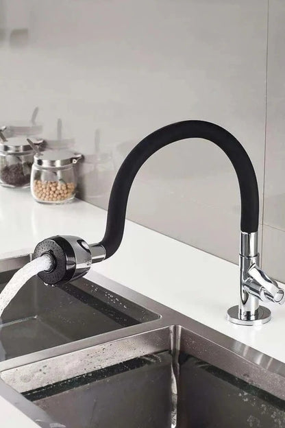 Renkli Silikonlu Oynar Başlıklı 2 Fonksiyonlu Spiral Musluk Başlığı - Siyah