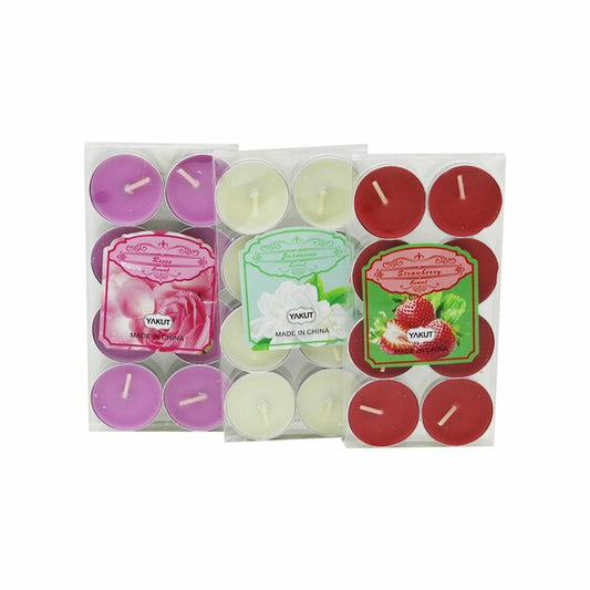 RENKLİ TEA LİGHT 8 PARÇA  MUM ÇİLEK KOKULU