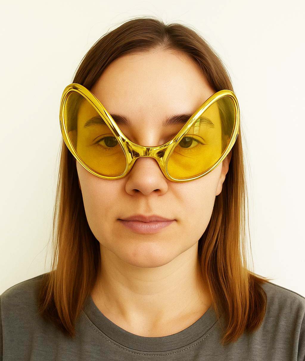 Retro Gözlük - 80 li 90 lı Yıllar Parti Gözlüğü Gold Renk 8x13 cm