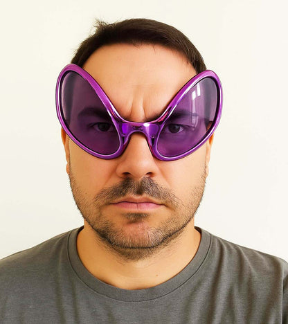 Retro Gözlük - 80 li 90 lı Yıllar Parti Gözlüğü Mor Renk 8x13 cm