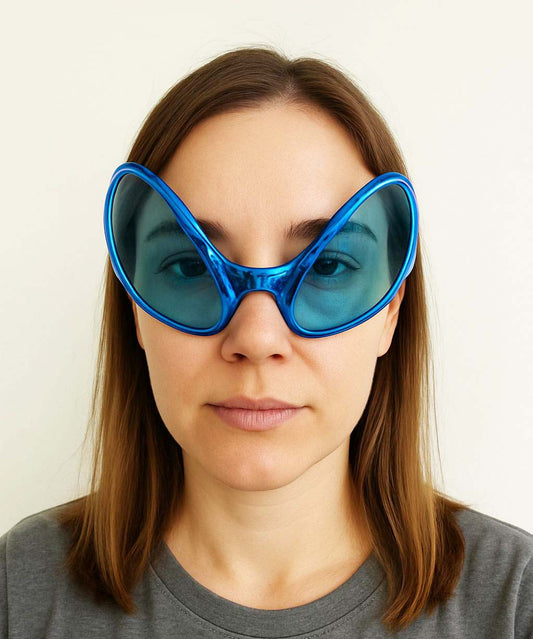 Retro Gözlük - 80 li 90 lı Yıllar Parti Gözlüğü Mavi Renk 8x13 cm