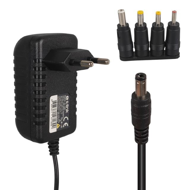 S-Link SL-126C 12 Volt 1 Amper 1.2 Metre Kablolu 5.5x2.1mm 4 Uçlu Üniversal Çok Uçlu Adaptör