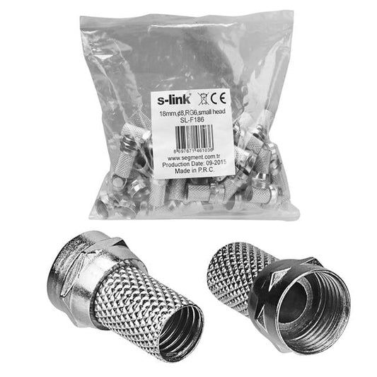 S-Link SL-F186 Geniş 18 mm * 8 RG6/U4 Erkek F Konnektör (50&amp;apos;li Paket)
