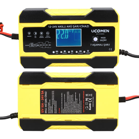 SARI 12/24 VOLT 10 AMPER LED GÖSTERGELİ AKÜ ŞARJ CİHAZI UC-C121001A