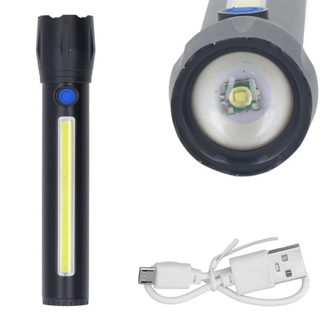 ŞARJ EDİLEBİLİR ZOOMLU COB LED EL FENERİ