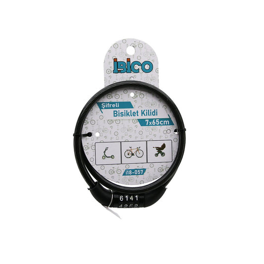ŞİFRELİ EKO - İNCE BİSİKLET KİLİT ÇELİK TEL SİYAH ŞEFFAF KILIF 7MMX65CM